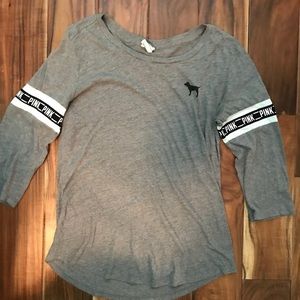 Grey 3/4 Sleeve PINK shirt